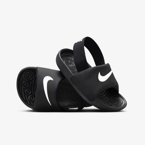 NIKE KAWA toddler slides black and white sandals size 10C